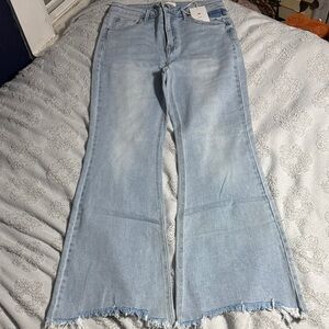 Risen Light Blue Flared Women Jeans